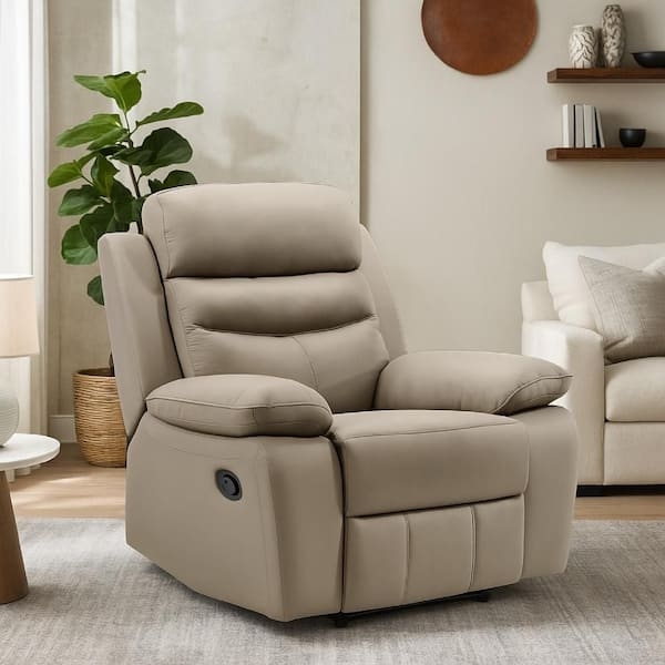 Manual Recliner Latte Brown Slim Profile Tapered Legs
