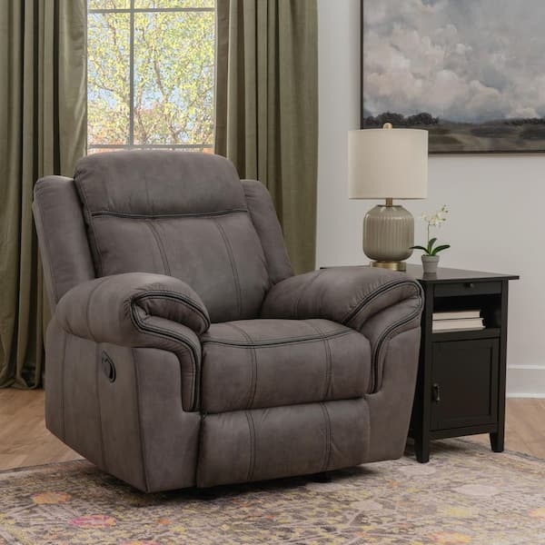 Manual Recliner Stone Gray Leather-like Split Back