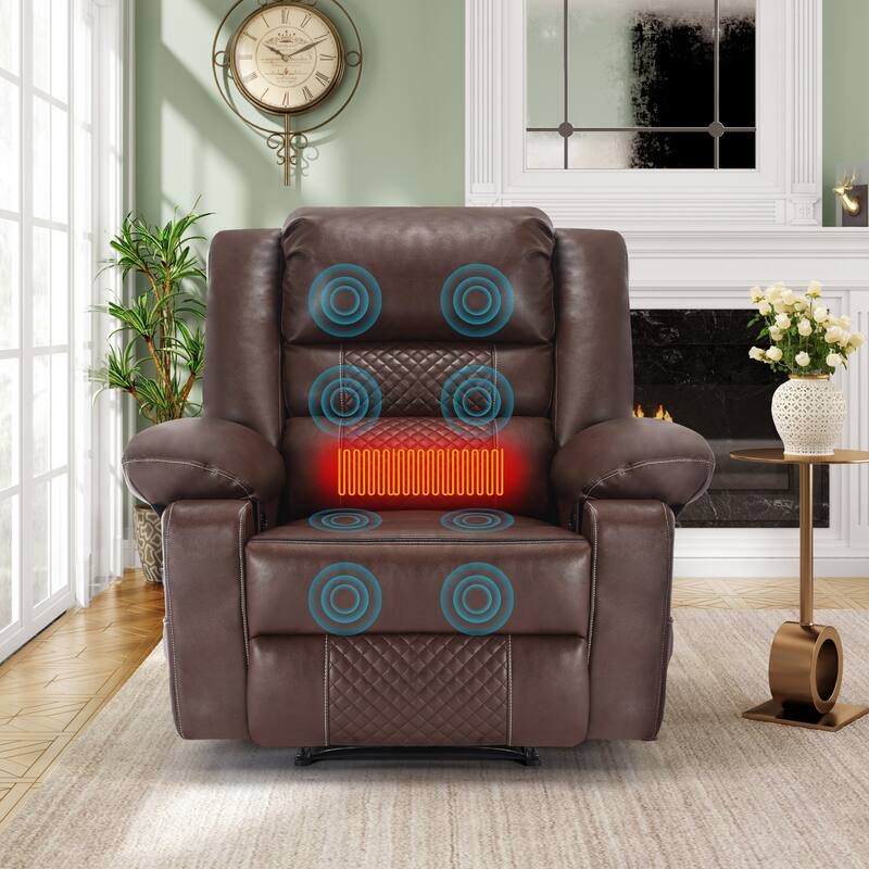 Manual Recliner with Side Lever, Overstuffed Silhouette & Tiered Back