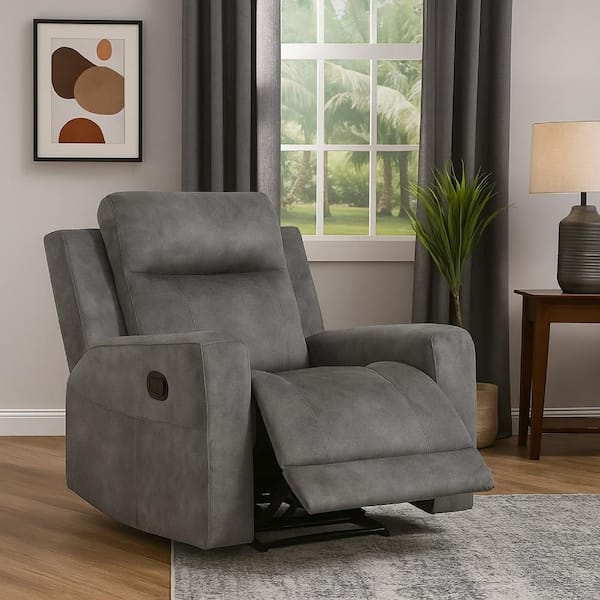Manual Reclining Chair Dark Gray Brown Segmented Back