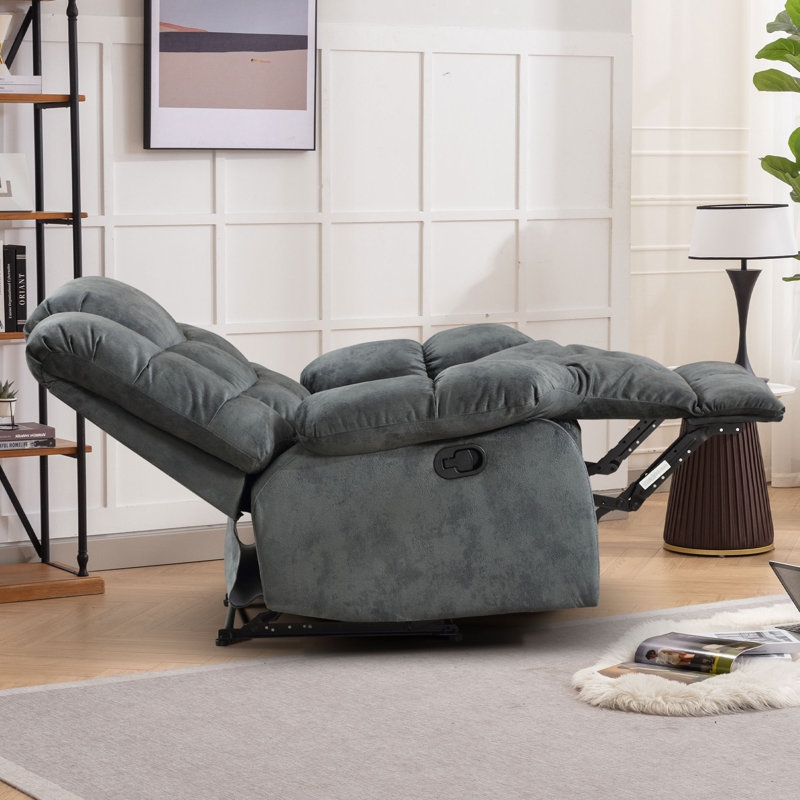 Manual Reclining Chair Smoke Gray Soft Microfiber Fabric
