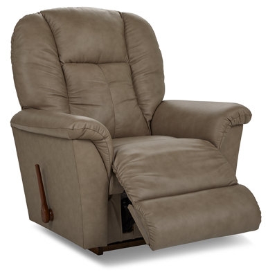 Manual Rocker Recliner Chair Dark Espresso Leather Like Divided Back