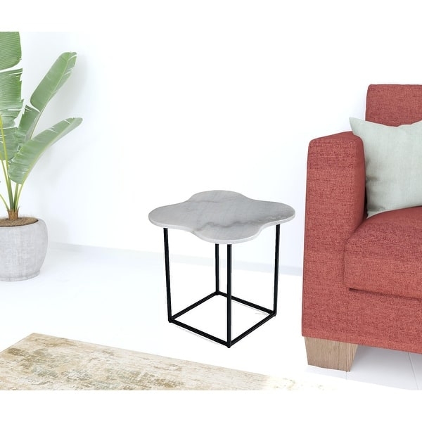 Marble End Table Black And White Free Form Tripod Base