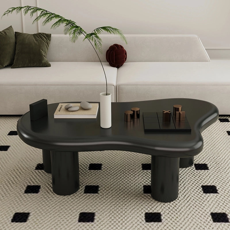 Matte Black Coffee Table Cloud Shape Chunky Legs Modern