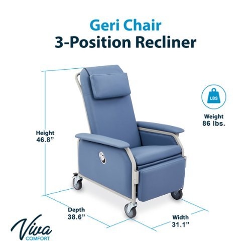 Medical Recliner Bariatric Size Wood Handgrips Navy Blue Geri Chair