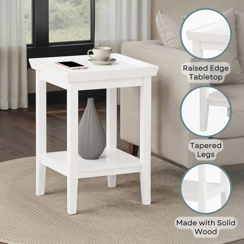 Medium Brown End Table with Splayed Legs and Recessed Tray Top