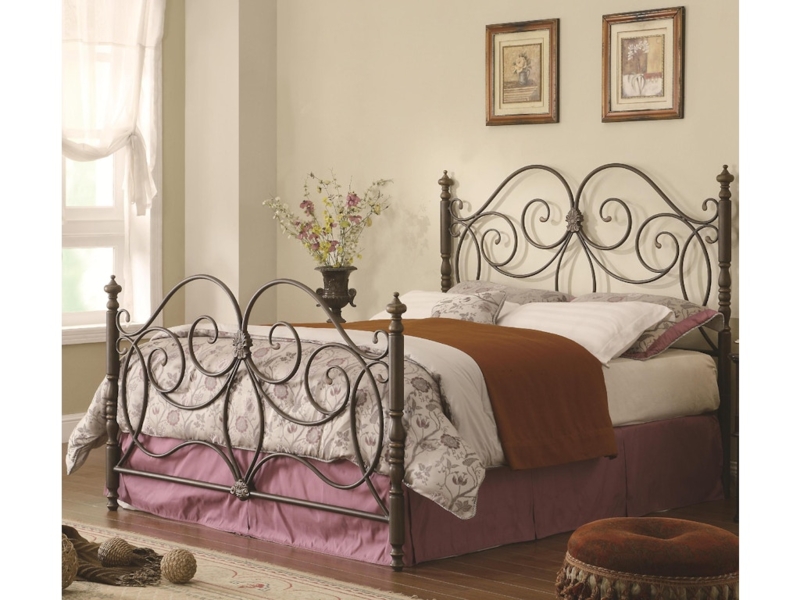Metal Bed Frame in Dark Bronze Finish with Open Slat Design