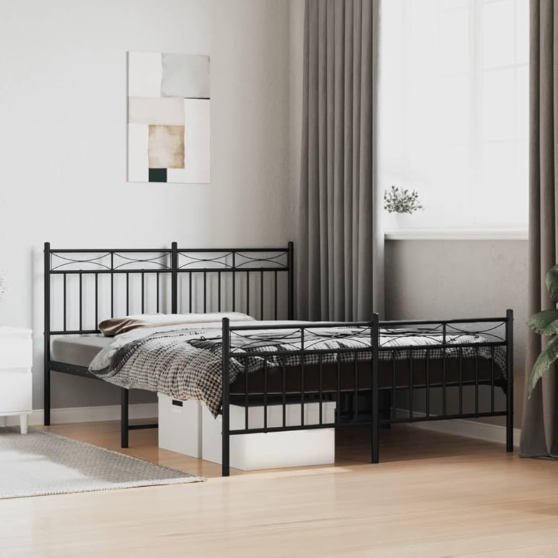 Metal Bed Frame with Geometric Spindles