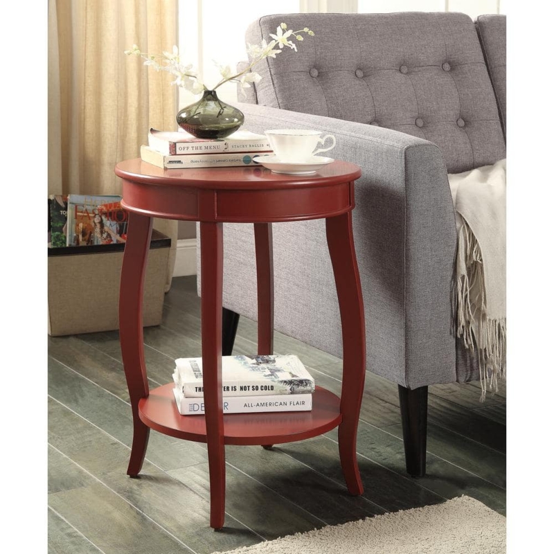 Mid-Century Drum Side Table with Tripod Legs and Hidden Storage