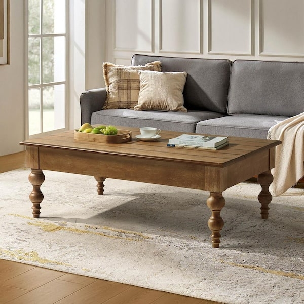 Mid-Century Modern Lift Top Table in Warm Acorn Finish with Tapered Legs