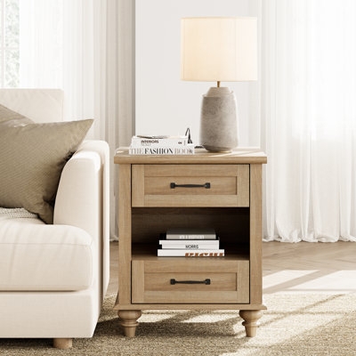 Mid-Century Modern Nightstand Two-Tone Finish Splayed Legs