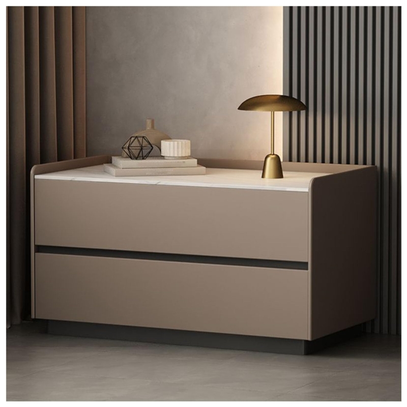 Mid-Century Modern Nightstand with Rounded Corners and Splayed Legs
