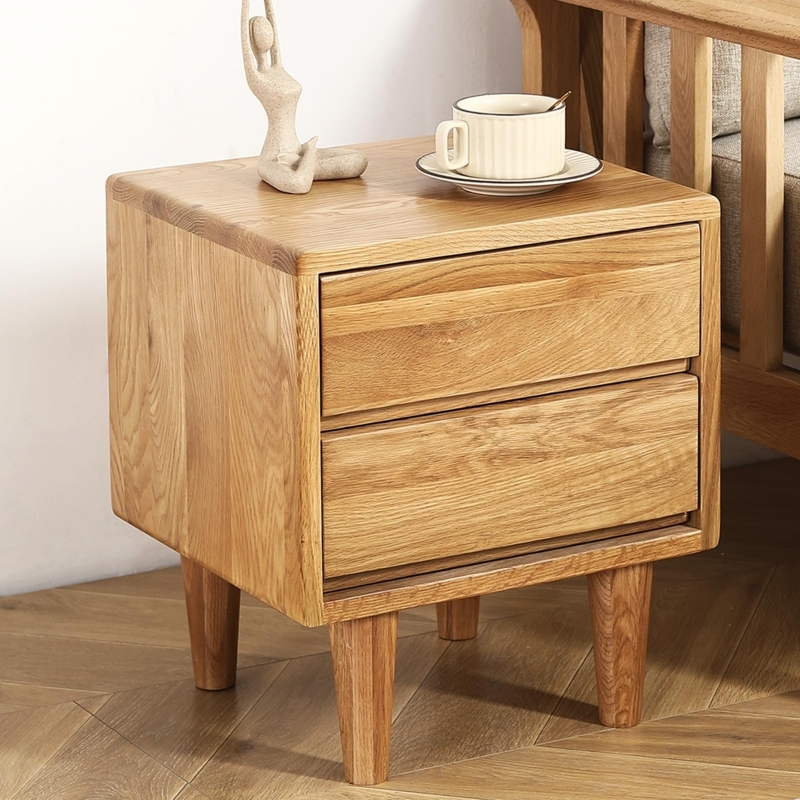 Mid-Century Modern Nightstand with Rounded Edges & Recessed Finger Pulls