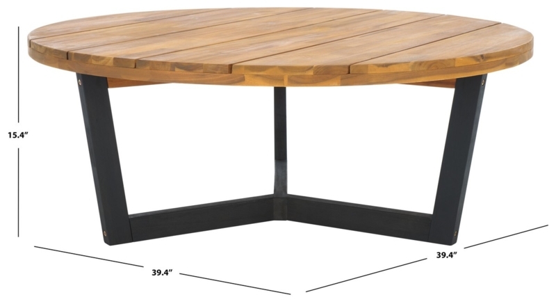 Mid-Century Modern Round Coffee Table with Raised Edge Detail