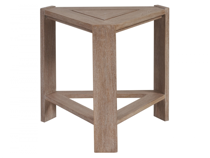 Mid-Century Modern Triangular End Table with Stone-Like Top