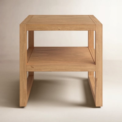Mid-Century Modern Tripod End Table with Two-Tier Triangular Top