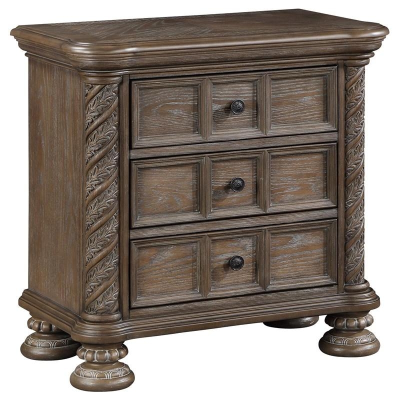 Mid-Century Modern Walnut Nightstand featuring Gold-Toned Bar Pulls