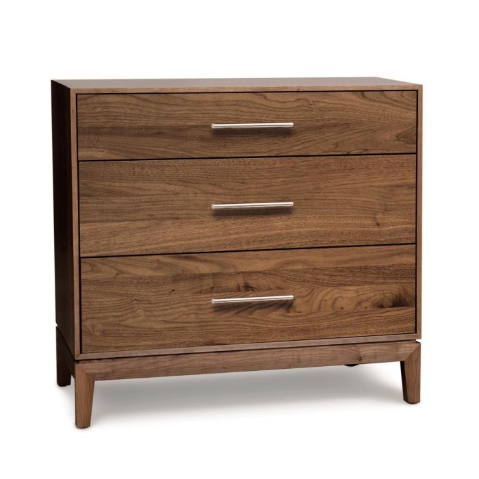 Mid-Century Modern Walnut Nightstand with Integrated Finger Pulls