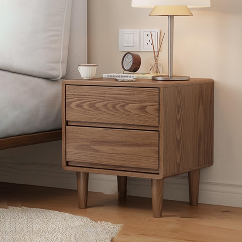 Mid Century Nightstand Two-Tier Design Wood Toned