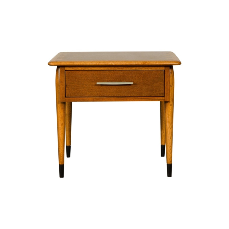 Mid-Century Side Table with Circular Drawer Pull