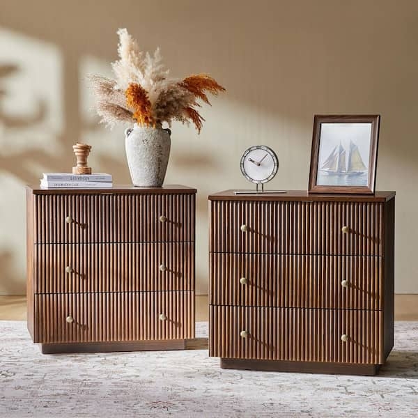 Mid-Century Walnut Nightstand with Charging Station
