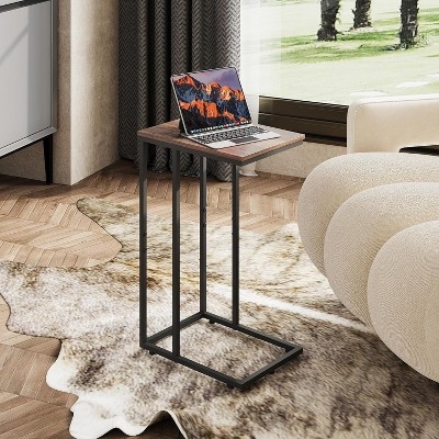 Minimalist Black End Table Styling, Matte Finish, C-Shaped Silhouette