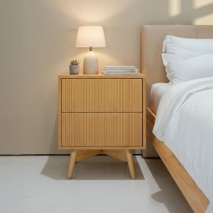 Minimalist Fluted Nightstand with Push-Open Design