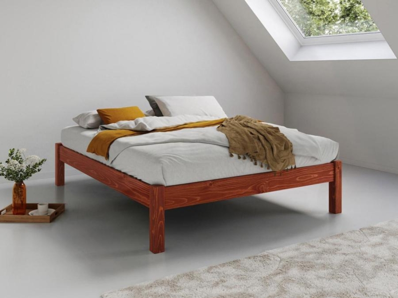 Minimalist Low Profile Platform Bed with No Headboard Wood Frame