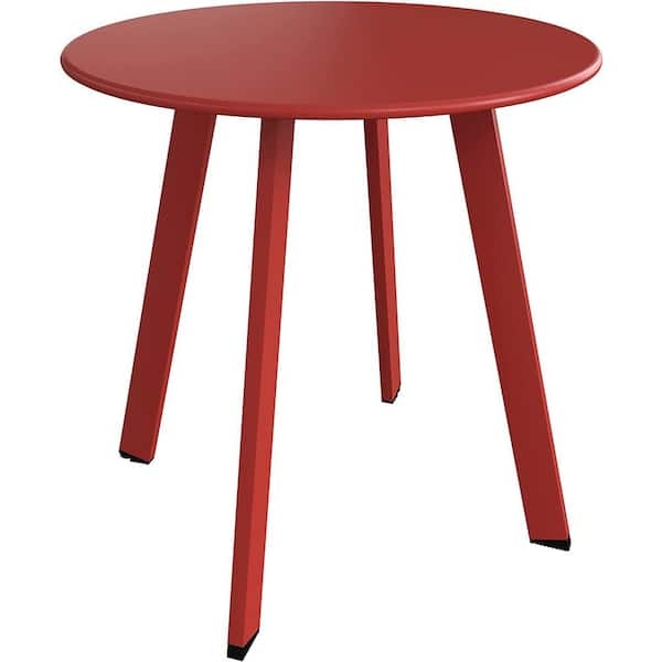 Minimalist Metal Outdoor Side Table with Square Legs and Cross Stretcher