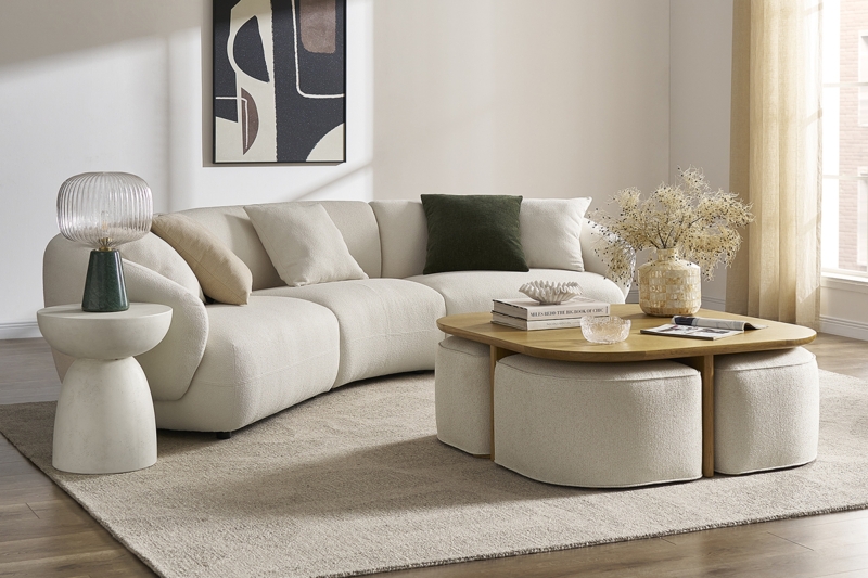 Minimalist Nesting Coffee Table Set Warm Wood Rectangular