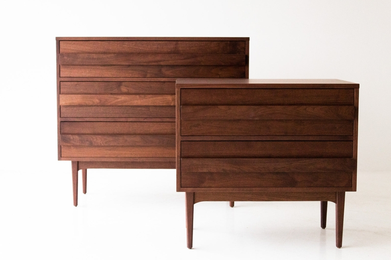 Minimalist Nightstand Inset Drawers Tapered Splayed Legs