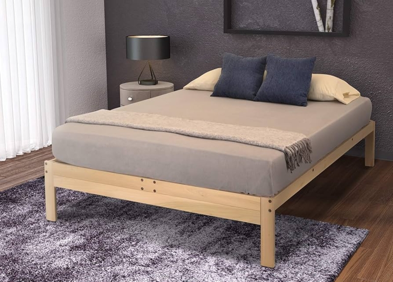 Minimalist Platform Bed Japandi Style Airy Slatted Headboard