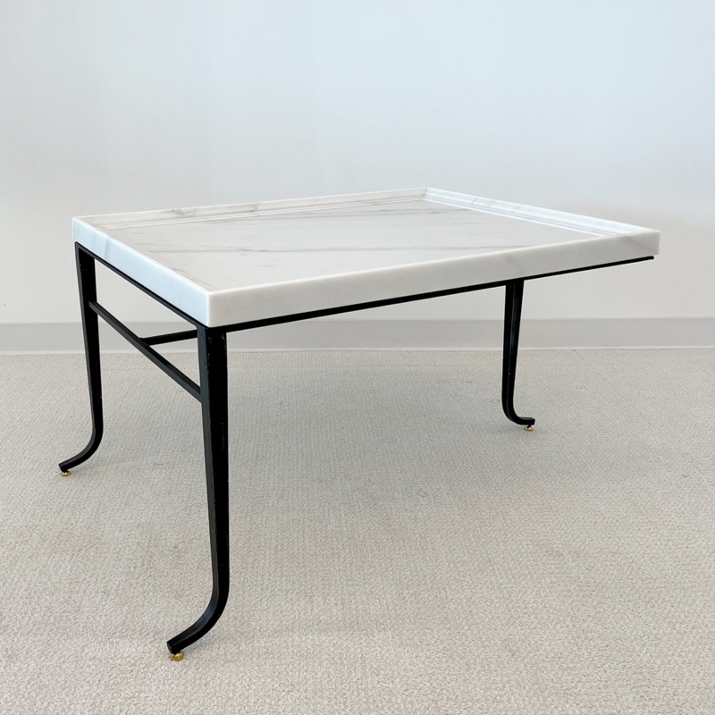 Minimalist Round Coffee Table with Matte Blackened Metal Finish