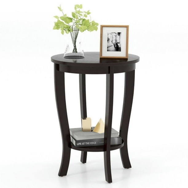 Minimalist Round Side Table with Tapered Splayed Wood Legs