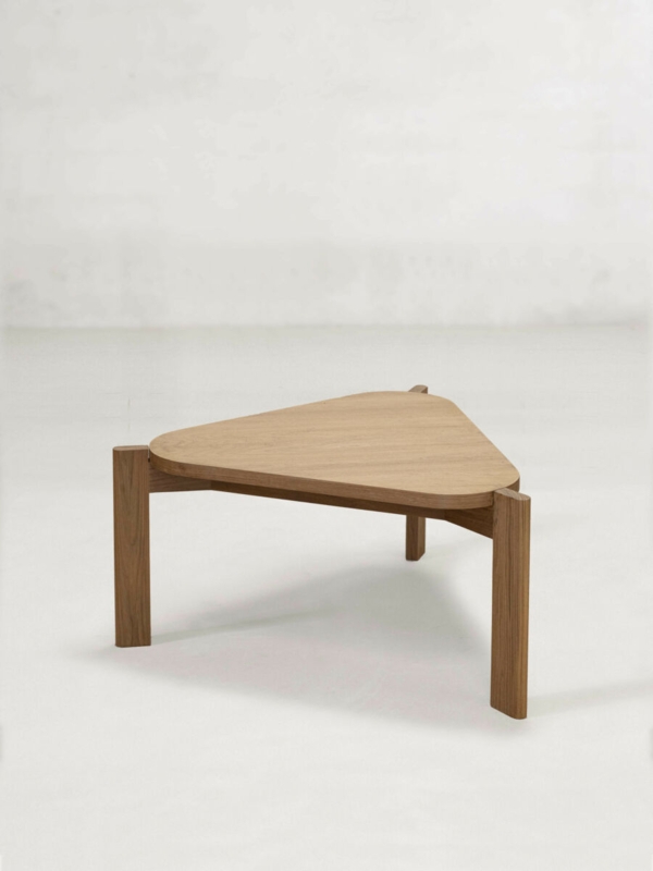 Minimalist Round Wood Coffee Table with Angled Tapered Legs
