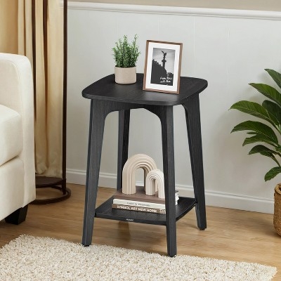 Minimalist Side Table, 2-Tier with Slim Metal Legs