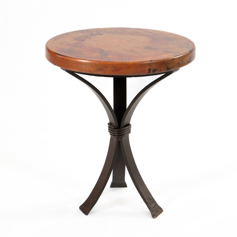 Minimalist Side Table with Mottled Top and Warm Metal Tripod Base