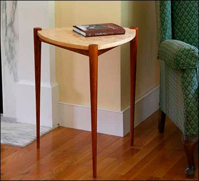 Minimalist Triangular Wood Side Table with Tapered Legs