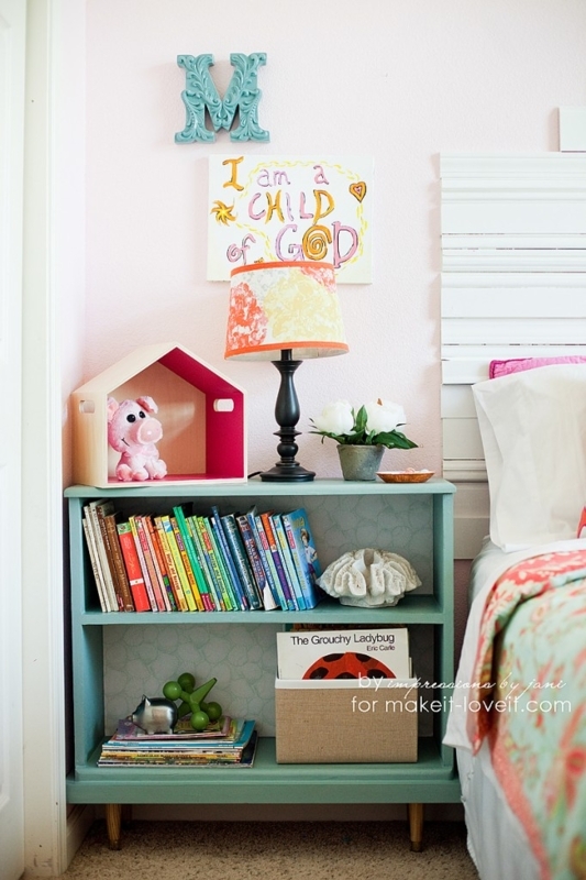 Minimalist Two-Tone White and Wood Open Shelf Nightstand