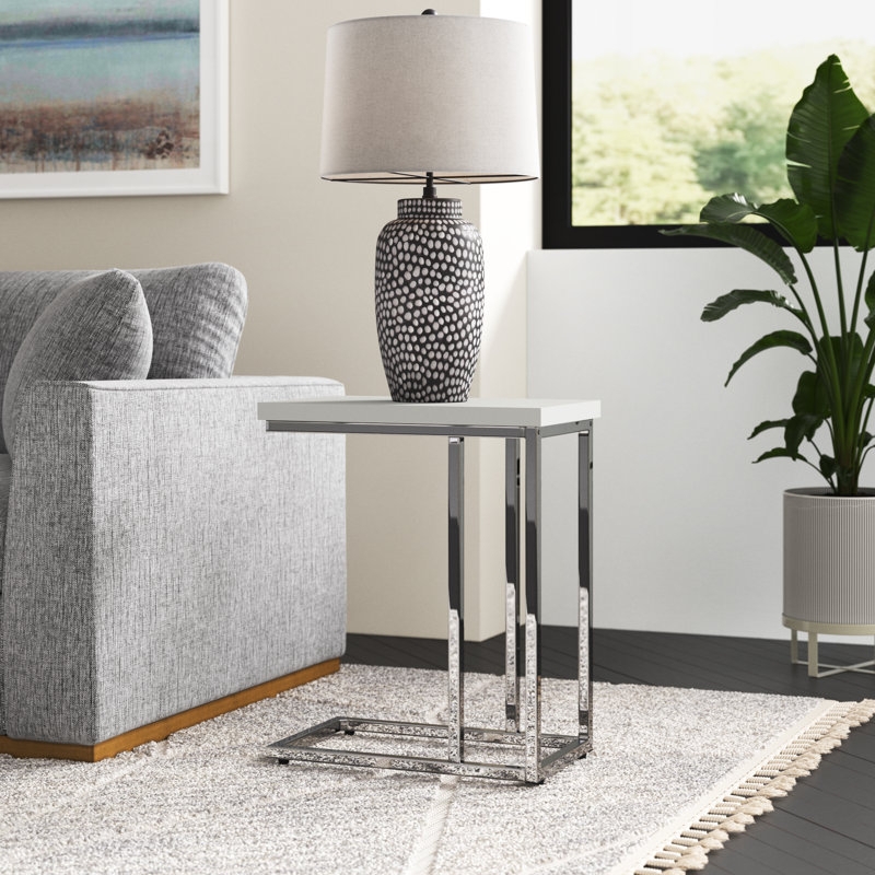 Minimalist White C-Shaped End Tables with Nesting Design