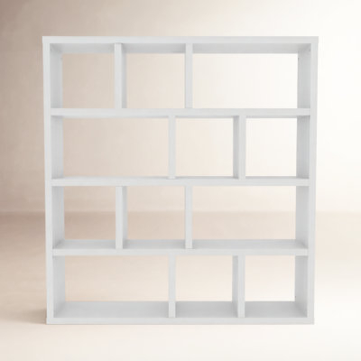 Minimalist Wide Bookcase Light Wood Finish Slim Frame
