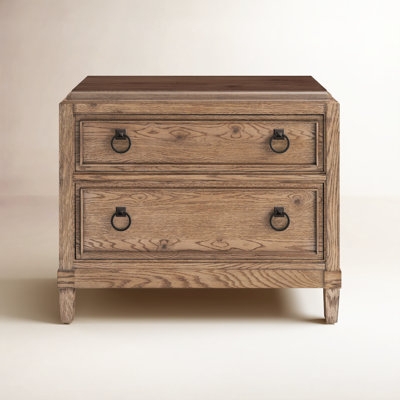 Minimalist Wood Nightstand with Two Drawers & Clean Block Base