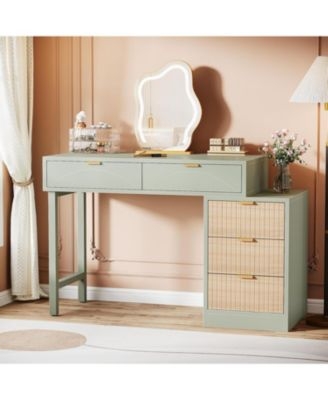 Mint Green Makeup Vanity Table with Five Drawers