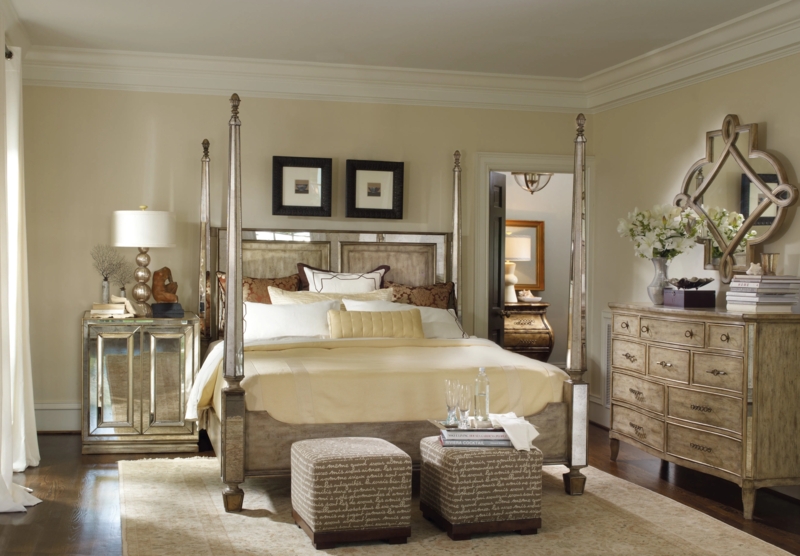 Mirrored Nightstand Cabinet with Fretwork Overlay and Bracket Feet