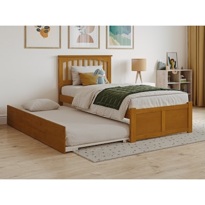 Mission Style Bed Frame Warm Wood Slatted Headboard Craftsman Decor