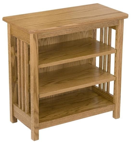 Mission Style Wood Bookcase with Slatted Sides and Open Shelves