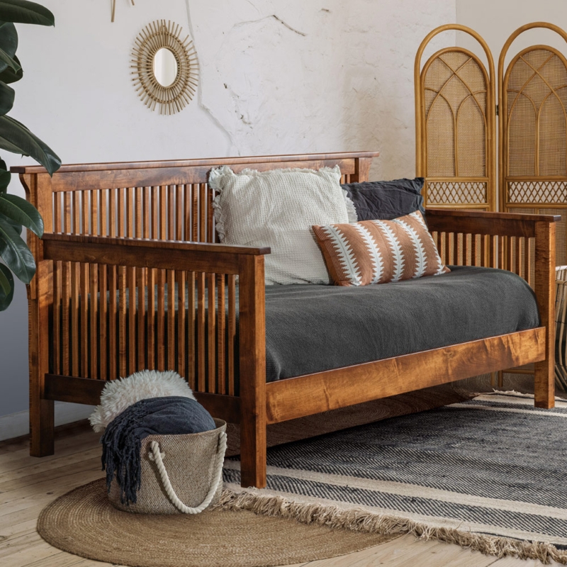 Mission Style Wood Daybed Frame with Vertical Slats