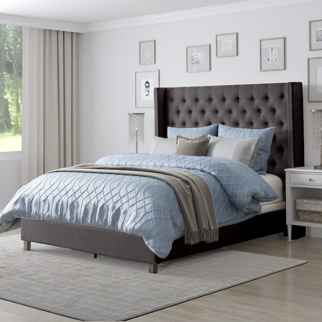 Mixed Material Bed Vertical Channeling Wood Toned Accents