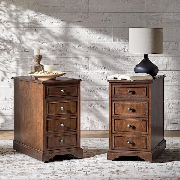 Mobile End Table Set with Built-In Outlets and Hooded Caster Wheels