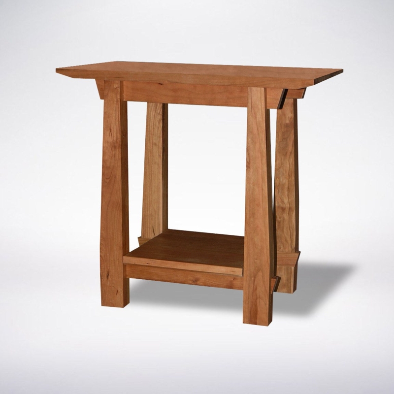 Modern Cherry Side Table Interlocking Tripod Base Matte